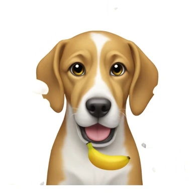Dog eating banana sticker