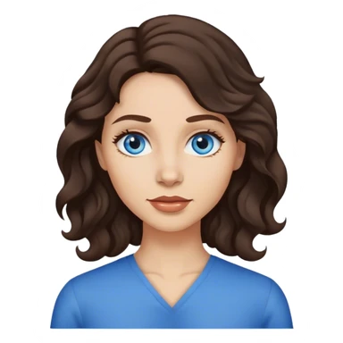 Woman with blue eyes and dark brown wavy hair long sticker