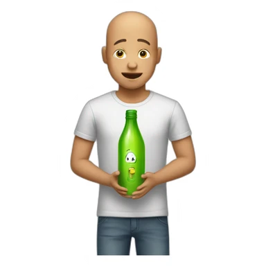 Crying bald boys with bottle sticker