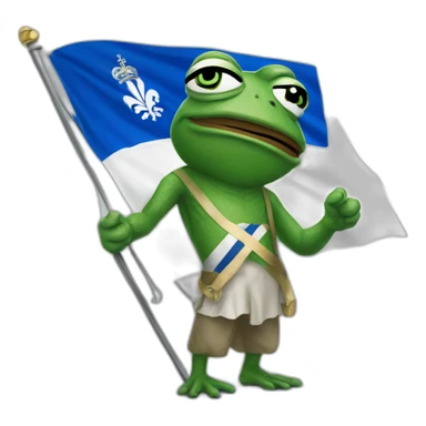 Pepe the frog holding Quebec flag sticker