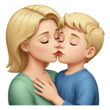 mom kisses little son sticker