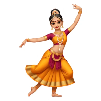 cinematic-realistic-bharatanatyam-dance-emoji,-depicted-as-an-elegant-classical-indian-dance-performance-with-graceful-poses,-intricate-costumes,-and-expressive-hand-gestures,-rendered-with-rich-textures-and-warm-dramatic-lighting, single dancer full body  sticker