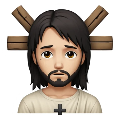 jesus-body-on-the-cross, with black edgy  Emo hair sticker