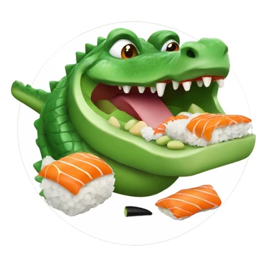 Crocodile eating sushi sticker
