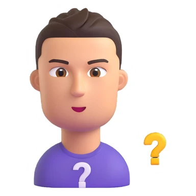 Cristiano Ronaldo with a suspicious expression, includes a question mark, 3D emoji style sticker