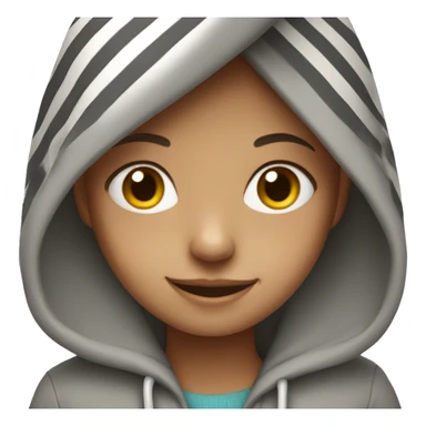 smiling girl with striped hoodie sticker