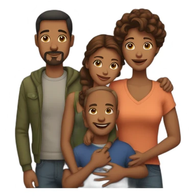 Father mother and three sons sticker