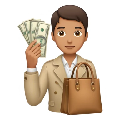 A bag of money on the palm of a hand sticker