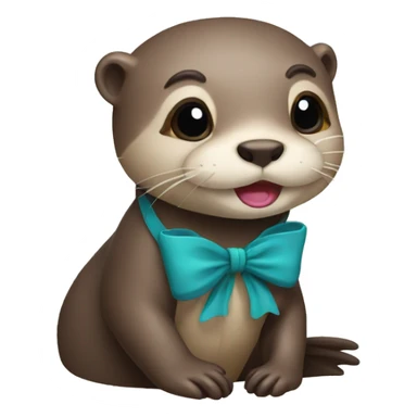 Otter with bow sticker