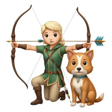 un archer avec une bete de compagnie sticker
