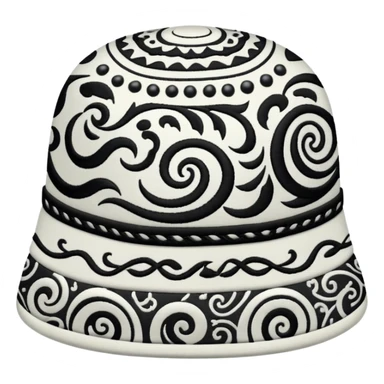Tashkent style doppa hat with white background and black swirling patterns sticker