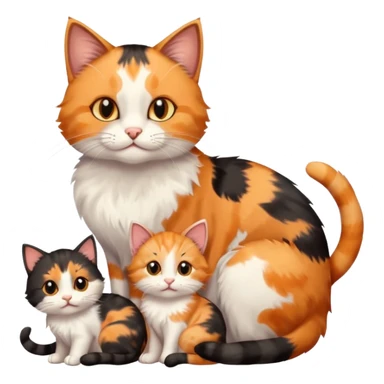 a mom cat with her 5 baby kittens sticker
