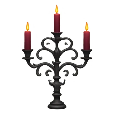 black seven-branched candelabrum with burgundy flames sticker