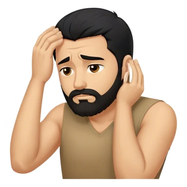 Facepalm, trimmed beard, medium-length black hair sticker