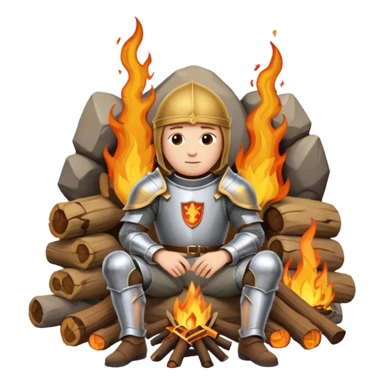 Knight sitting and resting by a bonfire sticker