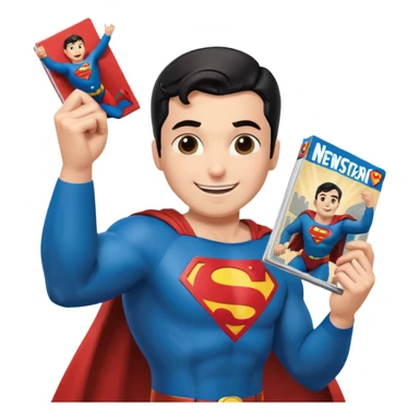 a magazine with Superman on the cover sticker