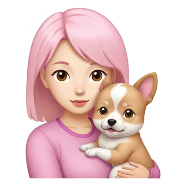 Two shichi dogs white  girls, mom and baby girl pink sticker