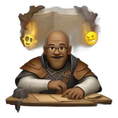 dungeon master in front of dm screen sticker