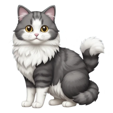 full body half dark grey and half white cat with white front legs sticker