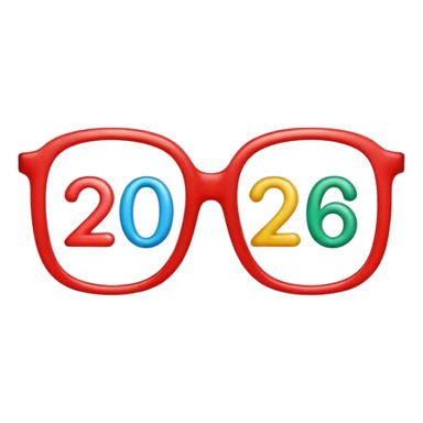 new years glasses but the frames are the numbers “2026” sticker