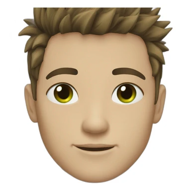 young man spiky brown hair green eyes sticker