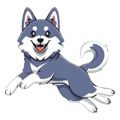 husky dog jumping in the air sticker