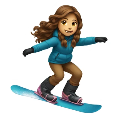 Long brown hair girl snowboarding sticker