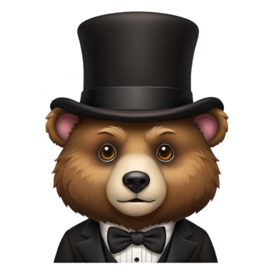Bear with a full black tophat sticker