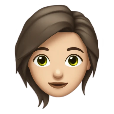 cocasian young adult woman with dark straight brown hair and green eyes sticker