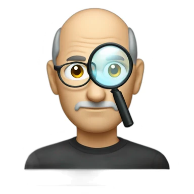 Steve jobs with magnifying glass sticker