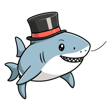 Shark with a top hat sticker