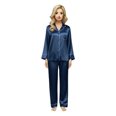 Navy blue silk pyjamas set sticker
