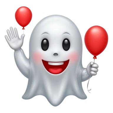 ghost emoji with red balloon sticker