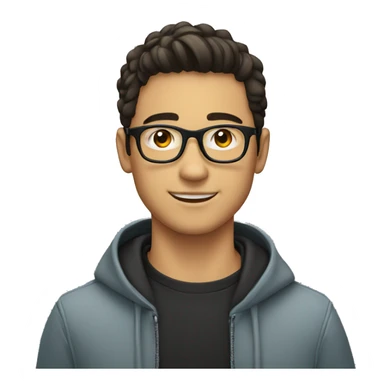 young white hispanic guy with black hear in glasses sticker