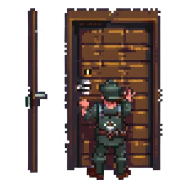 confused man pulling a locked door sticker