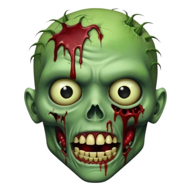 Realistic zombie head, decaying green skin, blood, missing teeth, horror style, no background



 sticker