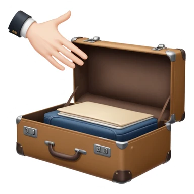 Suitcase with a hand sticking out sticker