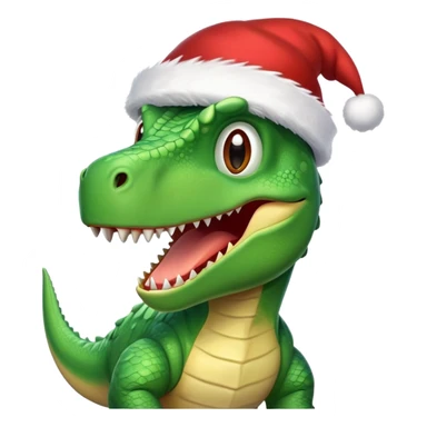 dinosaur with a santa hat sticker
