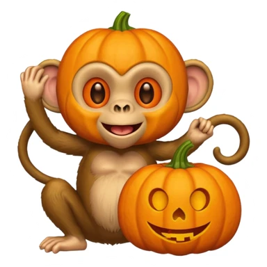 twitter emoji style monkey with pumpkin head sticker