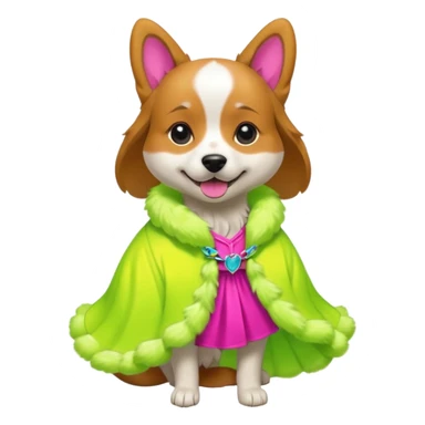 DOG wearring neon fashion dress sticker