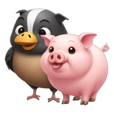 pig and Sparrow Friend sticker