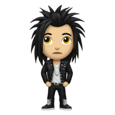 punk rocker with long black hair sticker