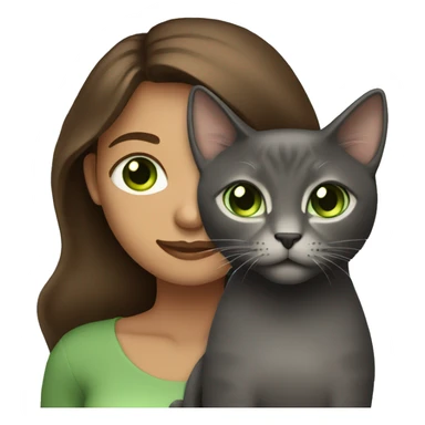  Woman with  long brown hair holding a Dark graycat with light green eyes sticker