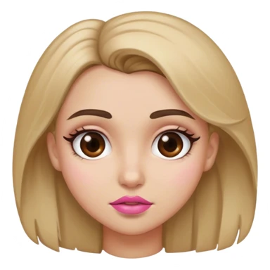 Girl with dirty blonde hair, brown eyebrows, brown eyes, pinkish lips sticker