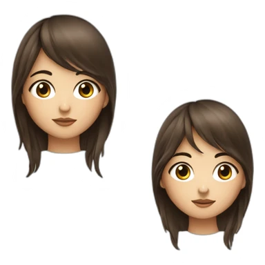 Fille brune abec des yeux bleux avec une frange et des cheuveux long sticker