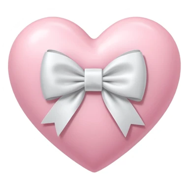 “3D emoji style, pastel pembe kalp, ortasında beyaz renkli fiyonk kurdele, yumuşak parlak yüzey, minimal detay, beyaz arka plan” sticker