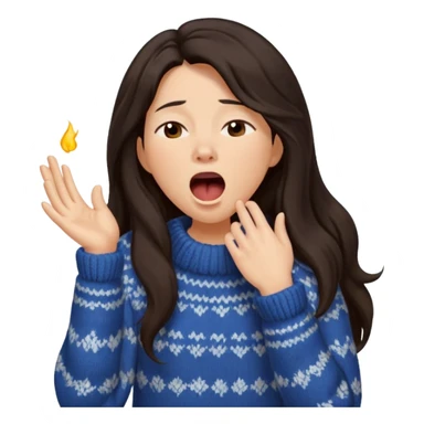 yawning dark long hair woman in sweater sticker