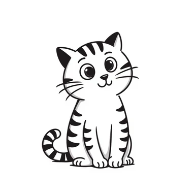 hand-drawn doodle of a cat sitting sticker