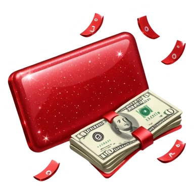 red glitter money sticker