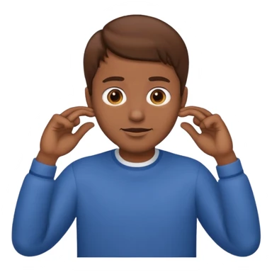 Emoji guy brown hair and hands around neck itself  sticker